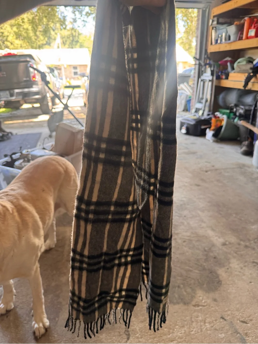 Burberry Black & Cream Check cashmere scarf